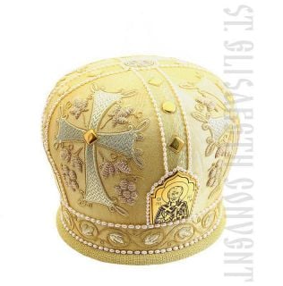 orthodox mitre with embroidery and icons