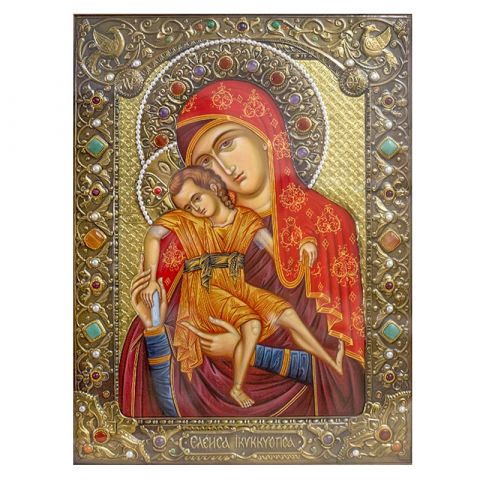 Hand-painted icon of the Mother of God The Merciful