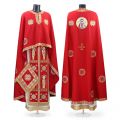 red greek-style priest vestment with nika embroidery
