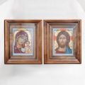 hand-painted wedding icon set of Jesus Christ and the Theotokos
