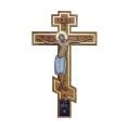 wooden wall crucifix with golden elements