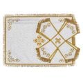 white decorative chalice covers and veil with silk embroidered patterns