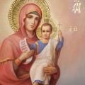 hand-painted icon of the Mother of God The Blessed Sky