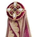 burgundy and velvet bookmark with ribbons embroidered with stones and pearls