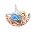 fused glass angel on the moon