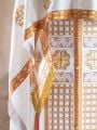 white viscose rayon Greek style vestment with medallion