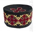 black Serbian skufia with red-and-yellow color embroidery 