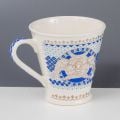 blue ceramic cone mug with prayer and seraphs