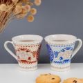blue ceramic cone mug with prayer and seraphs