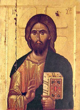 Christ the Pantocrator Icon Mounted on Wood