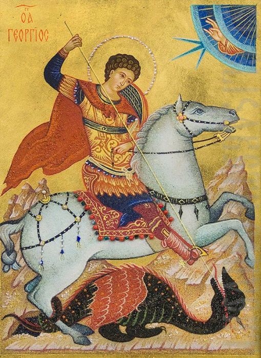 Saint George Orthodox Icon - Ground Gemstone Icons for Sale