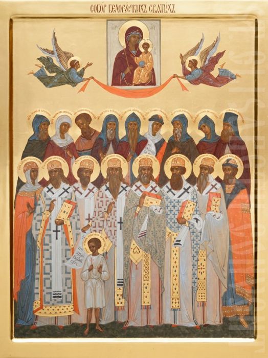 Hand-Painted Icon of Synaxis of Belarusian Saints for Sale