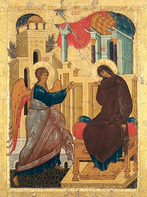 An icon of Annunciation of the Mother of God