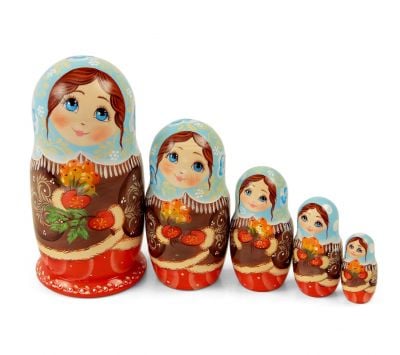 handpainted nesting dolls in coats