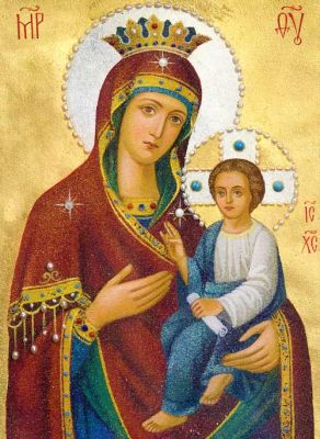 Ground Gemstones Icon Mother of God the Quick to Hearken