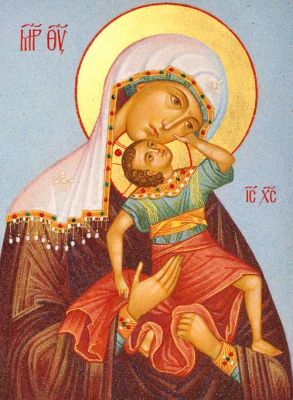 ground gemstones Icon Mother of God of the Playful Child