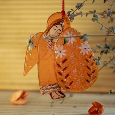 Easter angel glass pendant