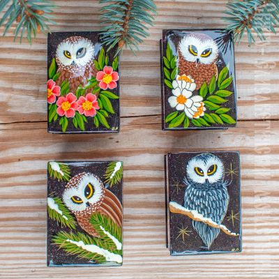 russian lacquer box owls 