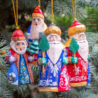 Santa Ornament Carved folk art souvenir