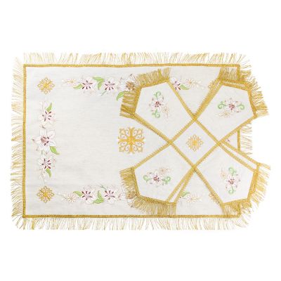 Embroidered Chalice covers and veil with Lilies embroidery made with silk threads