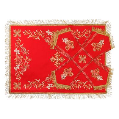 chalice covers and veil with embroidered grapes and crops