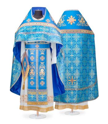 blue priest vestment with embroidery