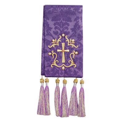 purple handmade bookmark with pearls and tassels 