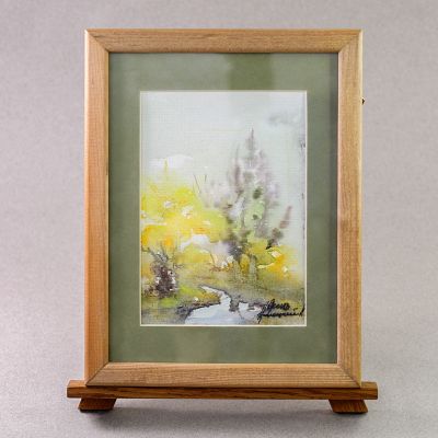 watercolor autumn forest with a river