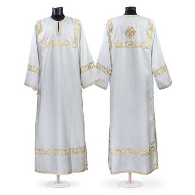 white Altar Server's Vestment with gold embroidery