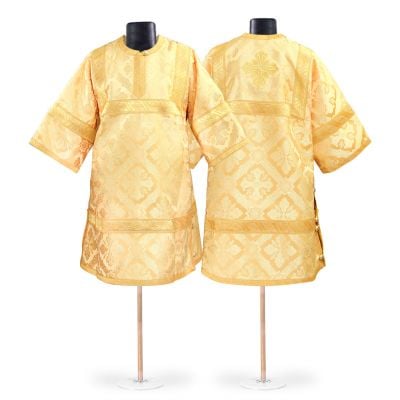 children's sticharion white church silk front view