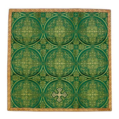 Chalice cover and burse from green brocade