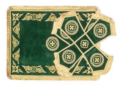 green velvet chalice covers and a veil