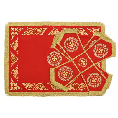 beautiful red gabardine chalice covers and veil with embroidery