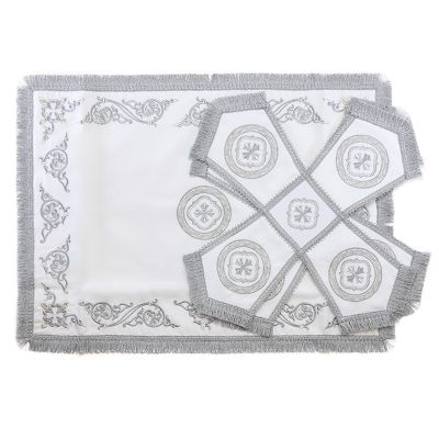 chalice covers and a veil white/silver