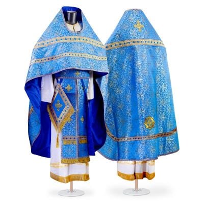 Blue church silk Russian-priest vestment 