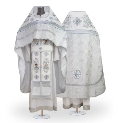 Russian-style priest vestment white velvet