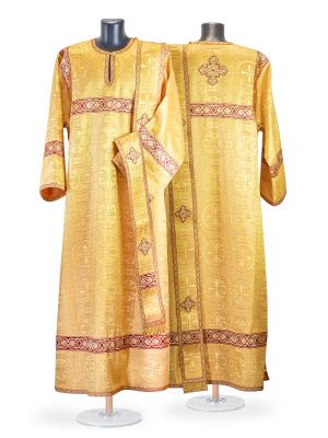 gold deacon vestment set with orarion and cuffs