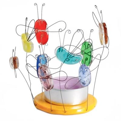 glass candleholder with bees
