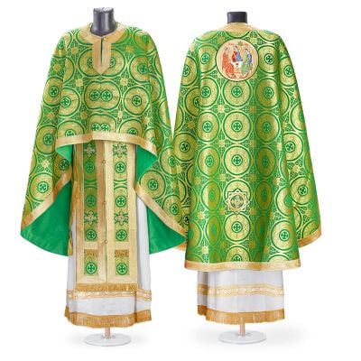 Greek-priest vestment with an icon of the Holy Trinity