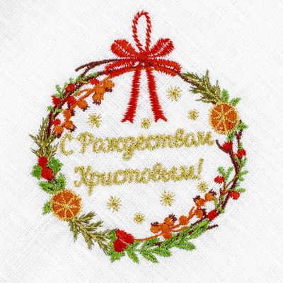 Merry Christmas white linen table cloth 