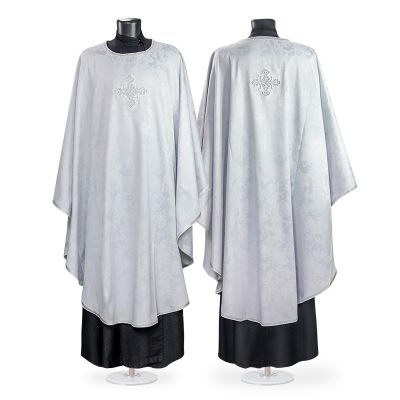 white/silver Chasuble and a stole with sewn cross