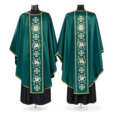Green Catholic Vestment with golden embroidery of Evangelists