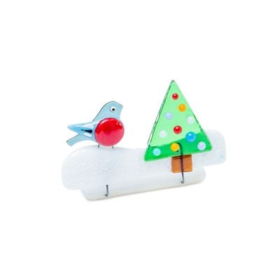 glass candle holder handcrafted for Christmas