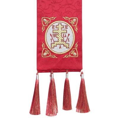 red bookmark with embroidery