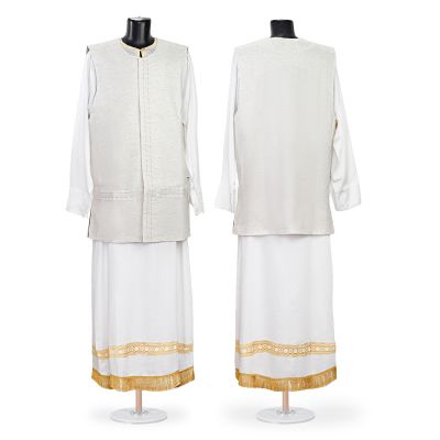 viscose rayon male vest for priests with embroidered pockets