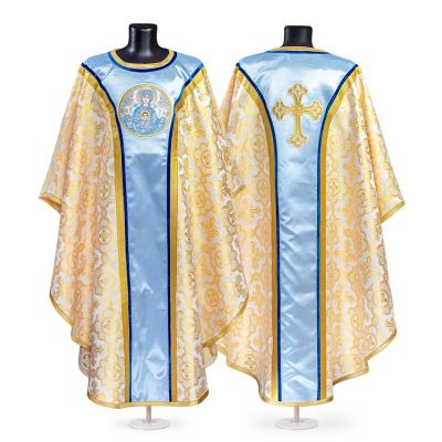 Gothic Vestment with Medallion of Our Lady and cross embroidered 