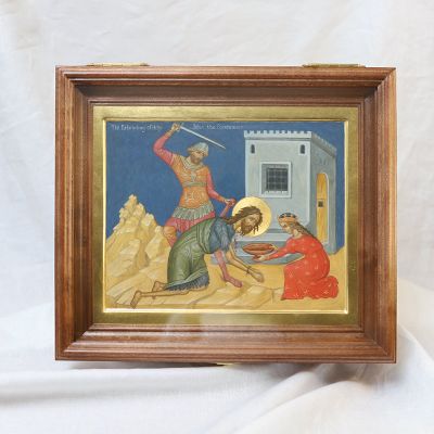 hand-painted icon of The Beheading of St John the Baptist