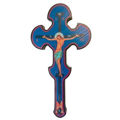 blue wooden cross