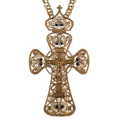 pectoral cross covered with gold and decorated with semi-precious stones