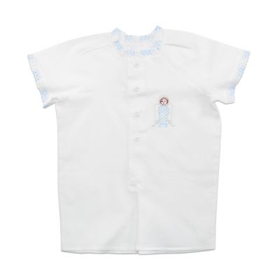 Christening Romper for Baby with embroidered angel and lace